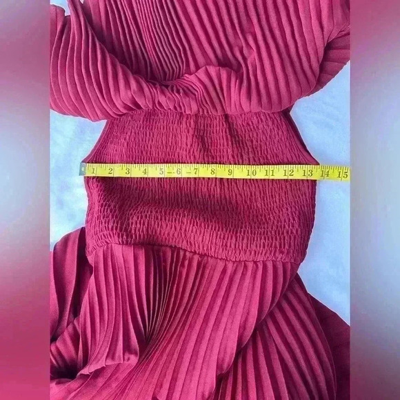 Chicwish Dancing Till Dawn Off-Shoulder Pleated Maxi Dress In Wine Size XS/S - Picture 11 of 14